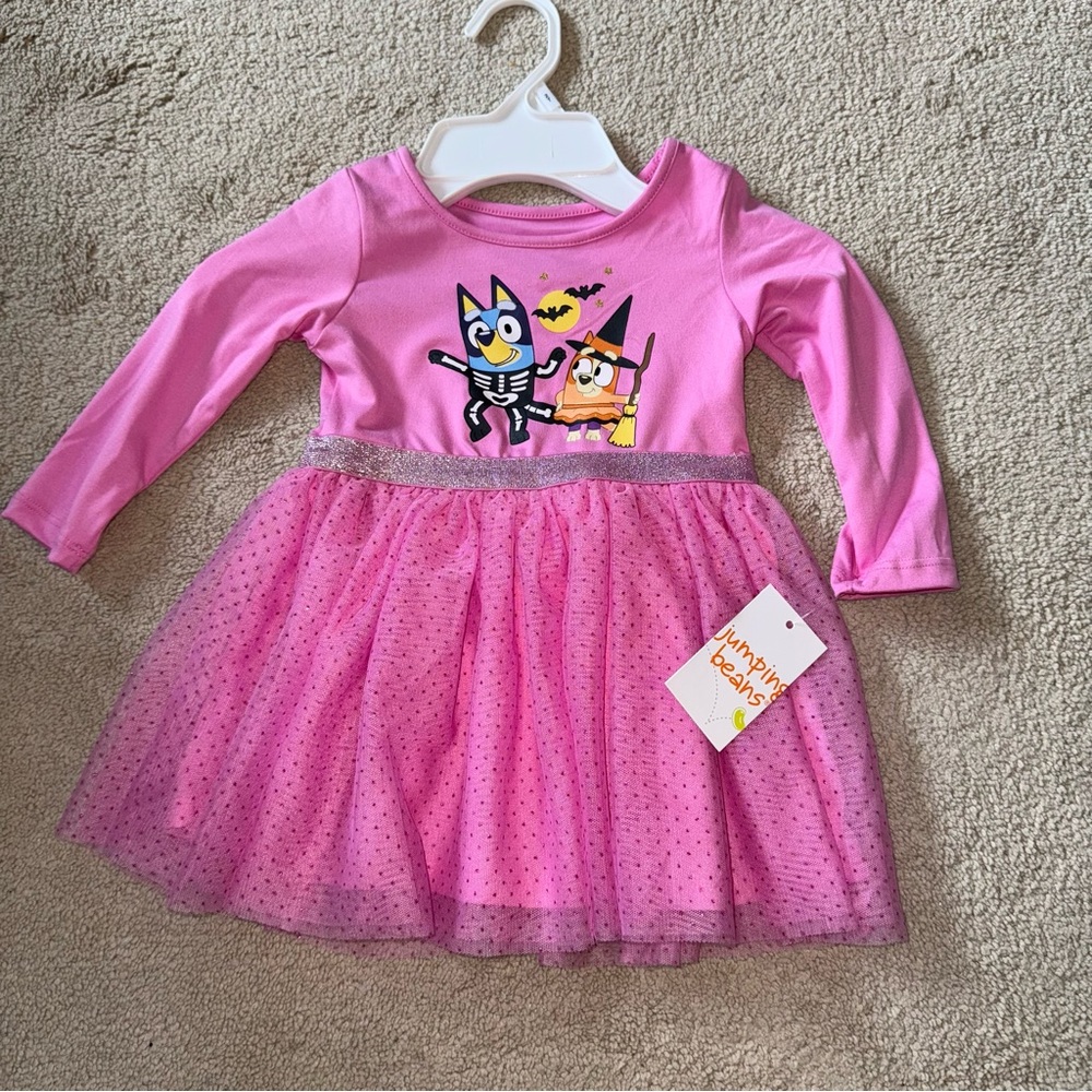 Infant Girl Bluey  Long Sleeve Pink Halloween Dress NWT